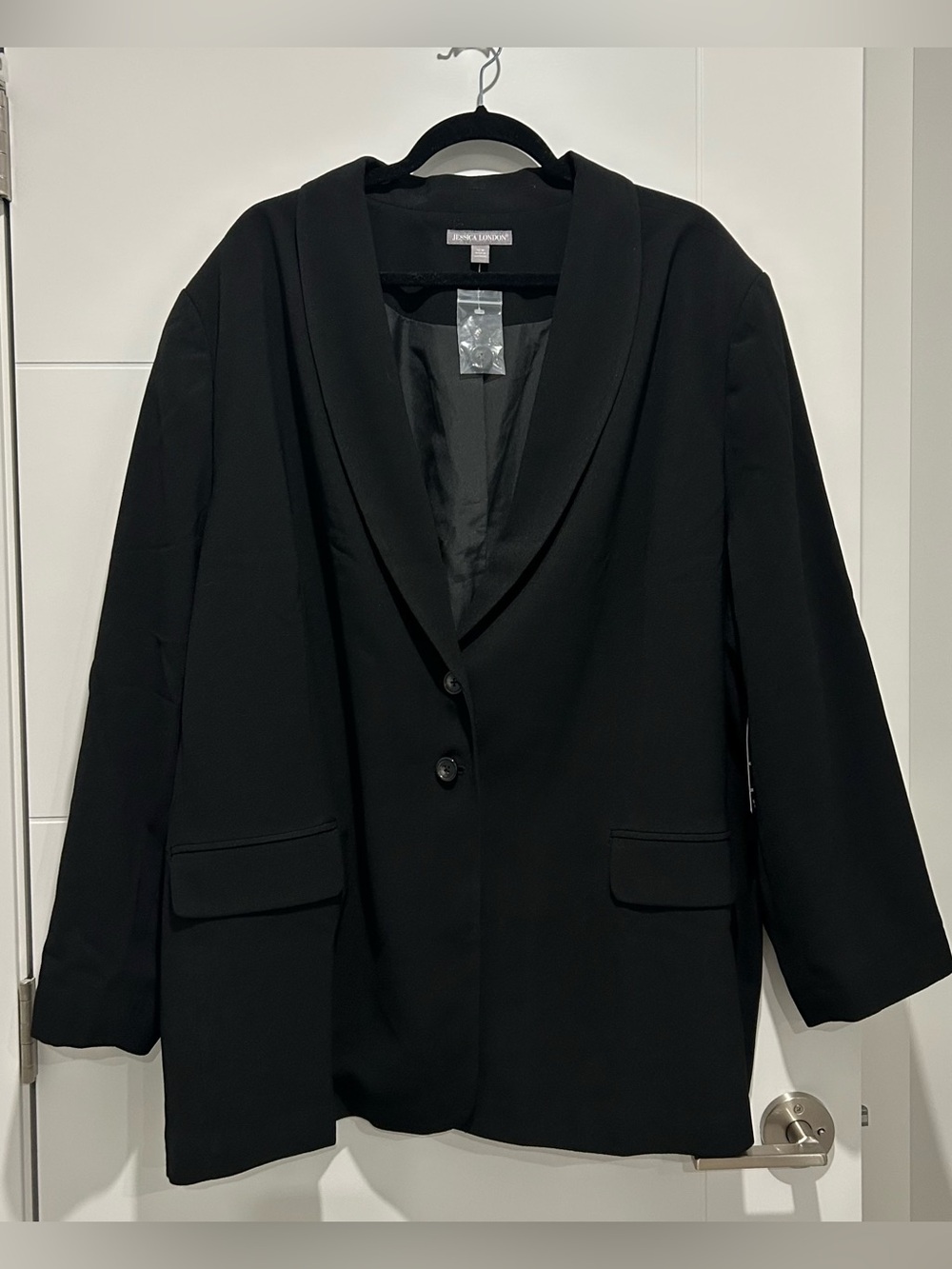 NWT Jessica London Size 32W Black Blazer Jacket Button Front